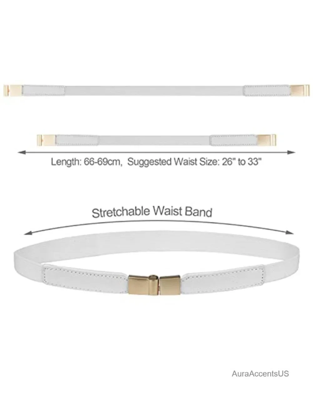 5 Pack Skinny Belts for Women Stretch Elastic Waistband Faux Leather